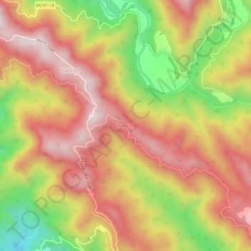 Mapa topográfico Morni, altitud, relieve
