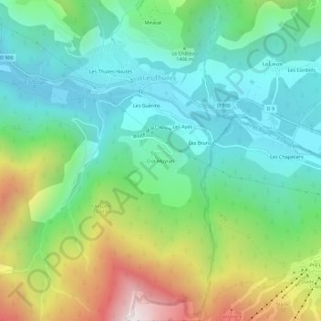 Mapa topográfico Clot Meyran, altitud, relieve