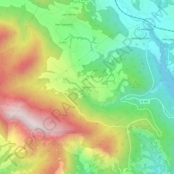 Mapa topográfico Le Fein, altitud, relieve