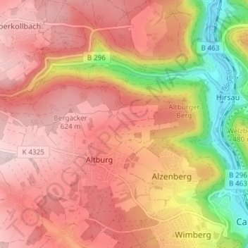 Mapa topográfico Spindlershof, altitud, relieve