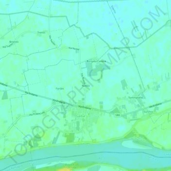 Mapa topográfico Nuova, altitud, relieve