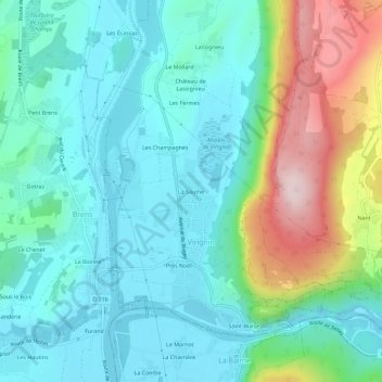 Mapa topográfico La Saume, altitud, relieve