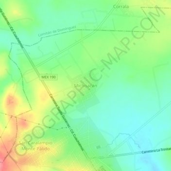 Mapa topográfico Michoacán, altitud, relieve