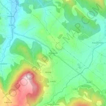 Mapa topográfico Menegaray, altitud, relieve