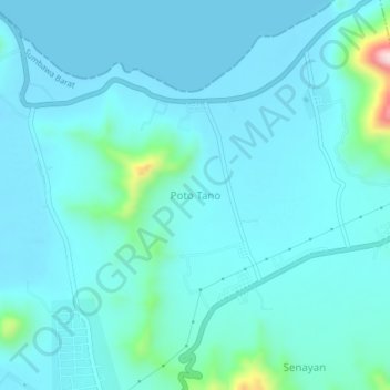 Mapa topográfico Poto Tano, altitud, relieve