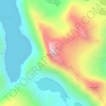 Mapa topográfico Hornindalsrokken, altitud, relieve