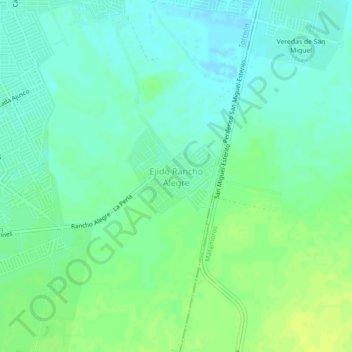 Mapa topográfico Ejido Rancho Alegre, altitud, relieve