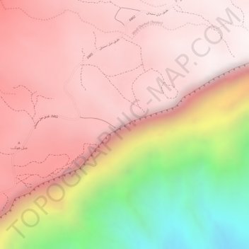 Mapa topográfico Jabal Samhan, altitud, relieve