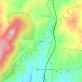 Mapa topográfico Mezio, altitud, relieve
