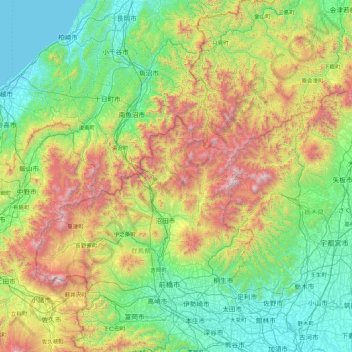 Mapa topográfico 利根郡, altitud, relieve