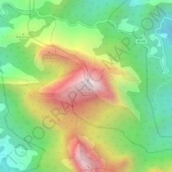 Mapa topográfico Quebra-Frascos, altitud, relieve