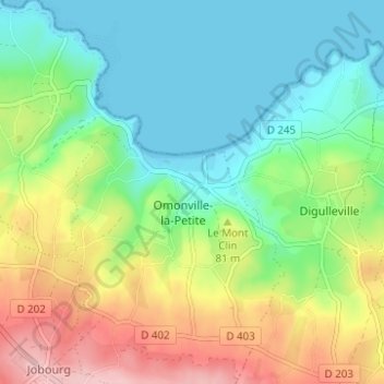 Mapa topográfico Hameau Mesnil, altitud, relieve