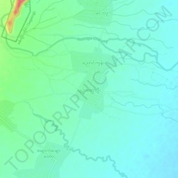 Mapa topográfico Pyin Taw U, altitud, relieve