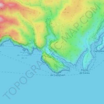 Mapa topográfico Dalle du Chat, altitud, relieve