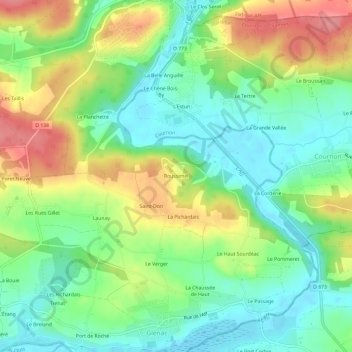 Mapa topográfico Roussimel, altitud, relieve