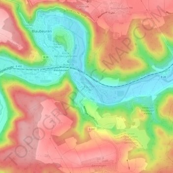 Mapa topográfico Gerhausen, altitud, relieve