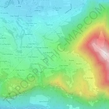 Mapa topográfico Larsenex, altitud, relieve