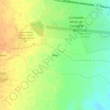 Mapa topográfico Apiay, altitud, relieve
