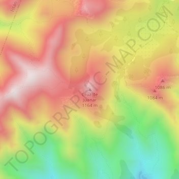 Mapa topográfico Cruz de Juanar, altitud, relieve