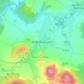 Mapa topográfico Großhennersdorf, altitud, relieve