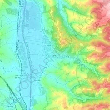 Mapa topográfico Leccio, altitud, relieve