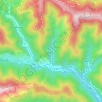 Mapa topográfico La Pieyre, altitud, relieve
