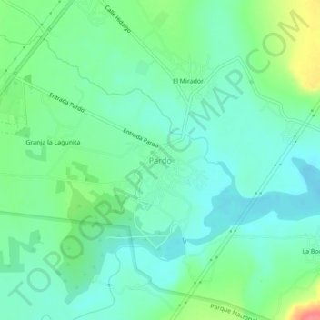 Mapa topográfico Pardo, altitud, relieve