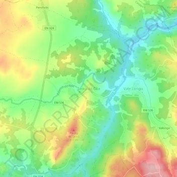 Mapa topográfico Seixo do Côa, altitud, relieve