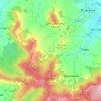 Mapa topográfico Gubitzmoos, altitud, relieve