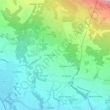 Mapa topográfico Les Jurians, altitud, relieve