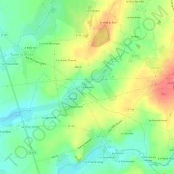 Mapa topográfico La Ramée, altitud, relieve