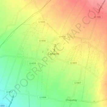 Mapa topográfico Cartavio, altitud, relieve