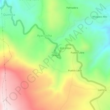 Mapa topográfico Ocopa, altitud, relieve