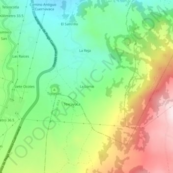 Mapa topográfico La Loma, altitud, relieve