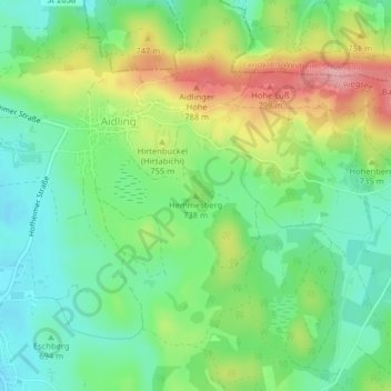 Mapa topográfico Hemmesberg, altitud, relieve