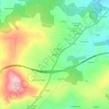 Mapa topográfico Teicelle, altitud, relieve