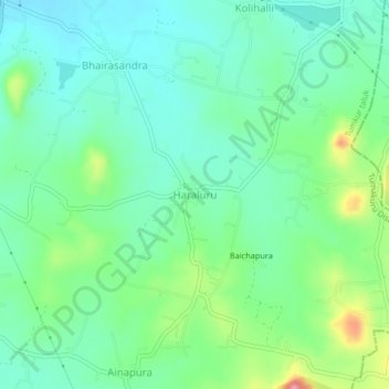 Mapa topográfico Haraluru, altitud, relieve