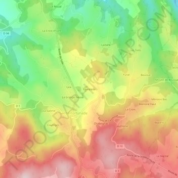 Mapa topográfico Peyrelade, altitud, relieve
