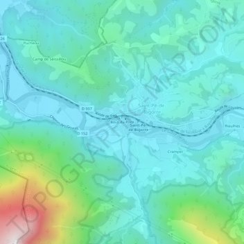 Mapa topográfico Bout du Pont, altitud, relieve