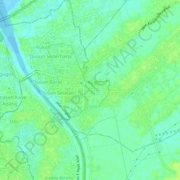 Mapa topográfico Dusun Timur, altitud, relieve