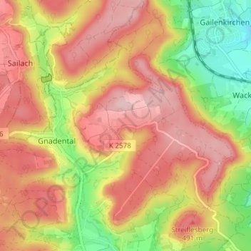 Mapa topográfico Rinnen, altitud, relieve