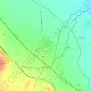 Mapa topográfico Cortes, altitud, relieve