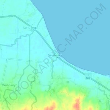 Mapa topográfico Seletreng, altitud, relieve