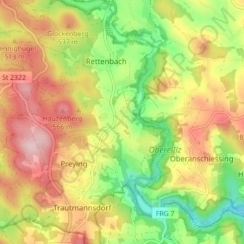 Mapa topográfico Lembach, altitud, relieve