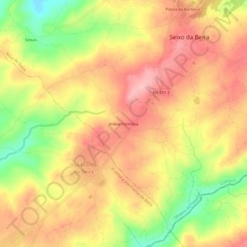Mapa topográfico Aldeia Formosa, altitud, relieve