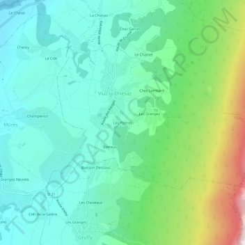 Mapa topográfico Les Pierres, altitud, relieve