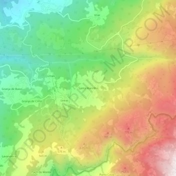 Mapa topográfico Santa Marinha, altitud, relieve