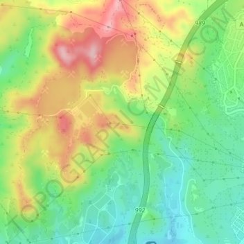 Mapa topográfico Los Ruices, altitud, relieve