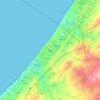 Mapa topográfico Gaza, altitud, relieve