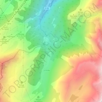 Mapa topográfico La Giettaz, altitud, relieve
